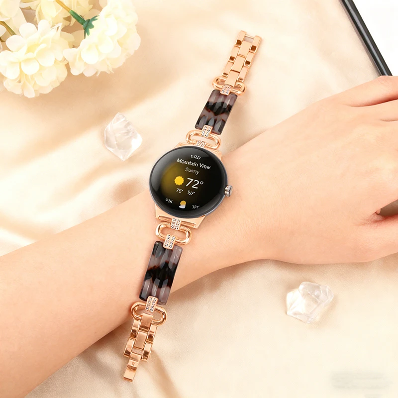 لساعة جوجل بيكسل 4 الفولاذ المقاوم للصدأ + أربطة الراتنج النساء الرجال حزام الساعات سوار الماس كوريا لساعة بيكسل 3 2 1 الأشرطة