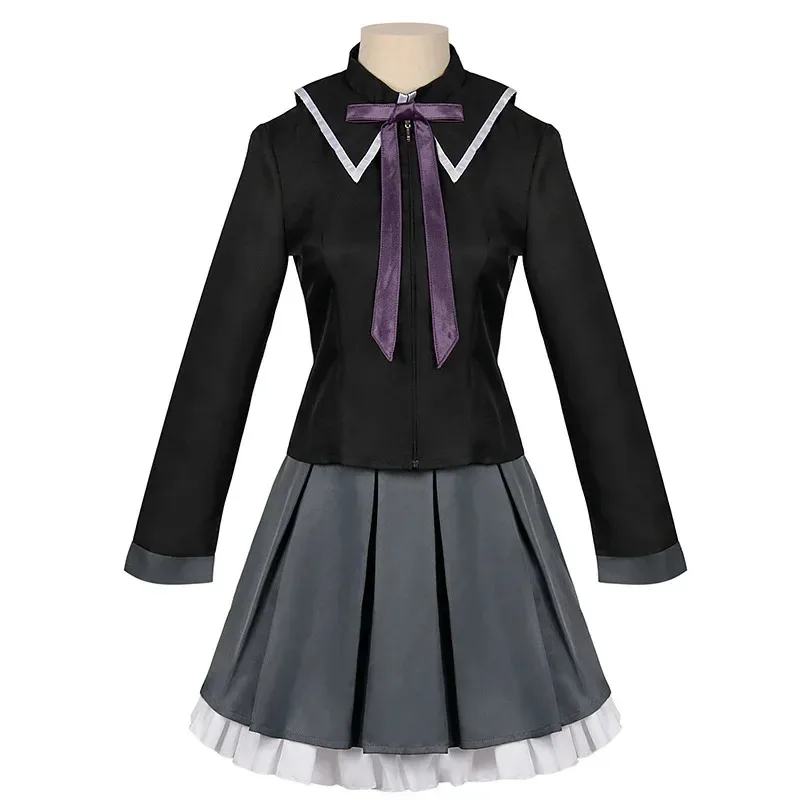 Anime Akemi Homura Cosplay Puella Magi Madoka Magica Cosplay Boog Pruik Halloween Party Uniform Combat Jurk Jk Jurk