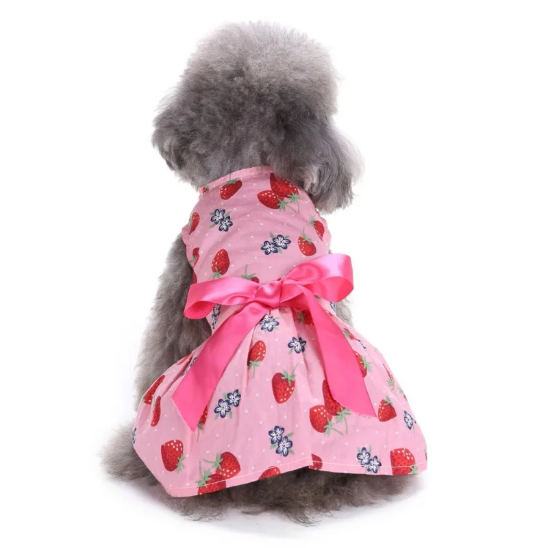 Summer Print Polka Dot Thin Dog Clothes Elastic Pullover Small Dog Bow Sleeveless Princess Dress