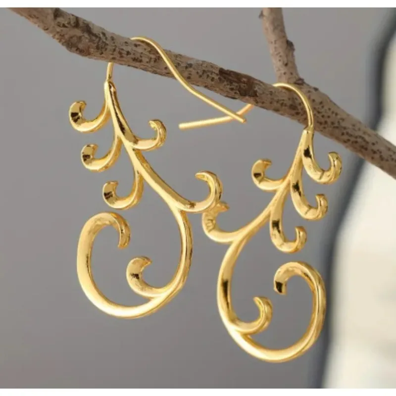 

Vintage Flower Earrings Geometric Creativity Gold Color Dangle Earrings for Women Jewelry