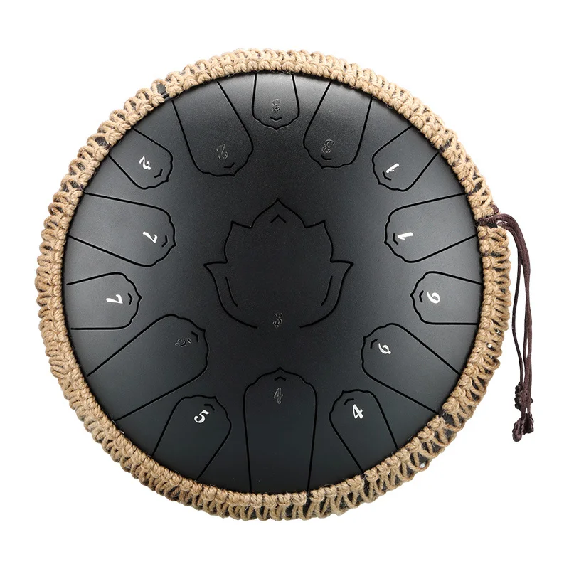 Hluru Music Drum 15 Notes Glucophone Steel Tongue Drum 13 Inch 15 Notes C Tone Ethereal Drum Percussion Musical Instruments