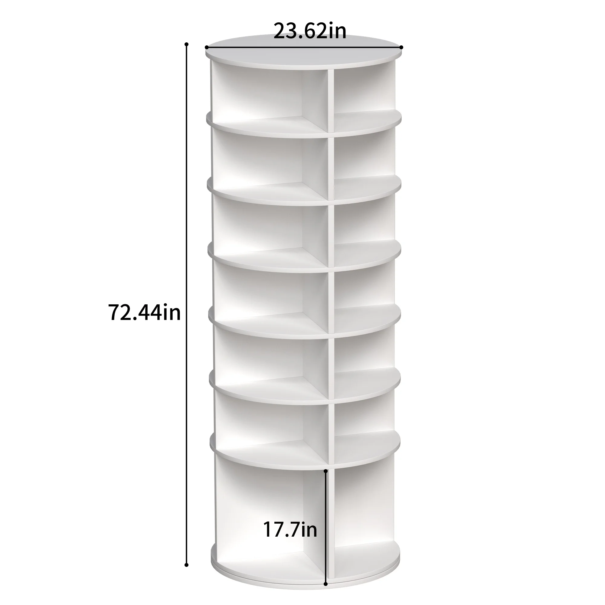 7-Tier Modern Plastic Spinning Shoe Rack Free Standing 360 Revolving High Bottom Design Shoe Tower Storage Fits 28 Pairs Shoes