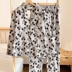 New Disney Mickey Mouse pajamas autumn cotton long-sleeved trousers casual cartoon two-piece loungewear women's pajamas set