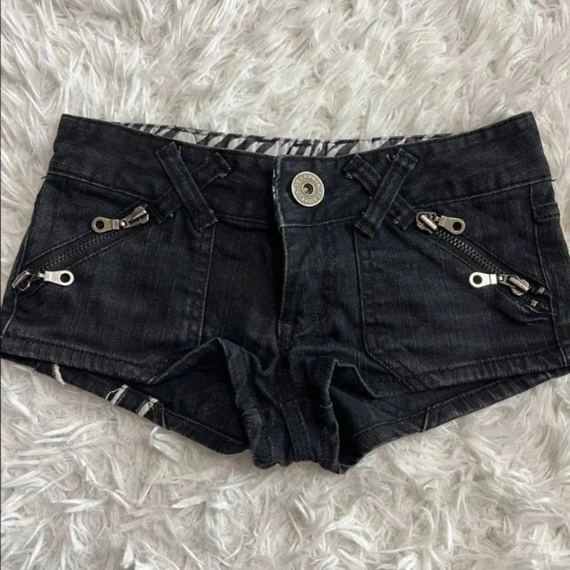 Deeptown Y2k Black Women Shorts Vintage Street Fashion Hip Hop Graphic Printing Style Punk Goth Denim Shorts Gyaru Streetwear