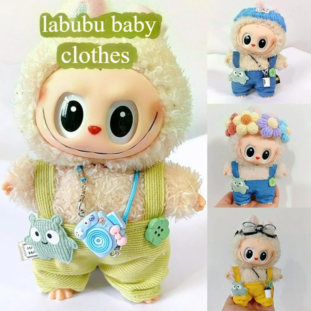 

Labubu Baby Clothes Enamel Rubbed Cloth 17cm Doll Cute Change-up Casual Suit Skirt Plush Toy Clothes