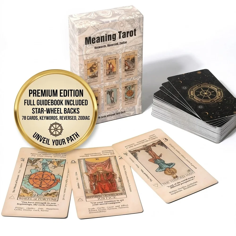 

Premium 78-Card Tarot Deck (10.5x6cm), each card includes keywords, beginner divination and prediction, divination gift
