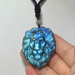 Pendentif en Pierre Naturelle de Forme Irrégulière pour Homme et Femme, Perle en Labrumen Bleu et Violet, Collier en Ite, Bijoux Cadeau, 1 Pièce