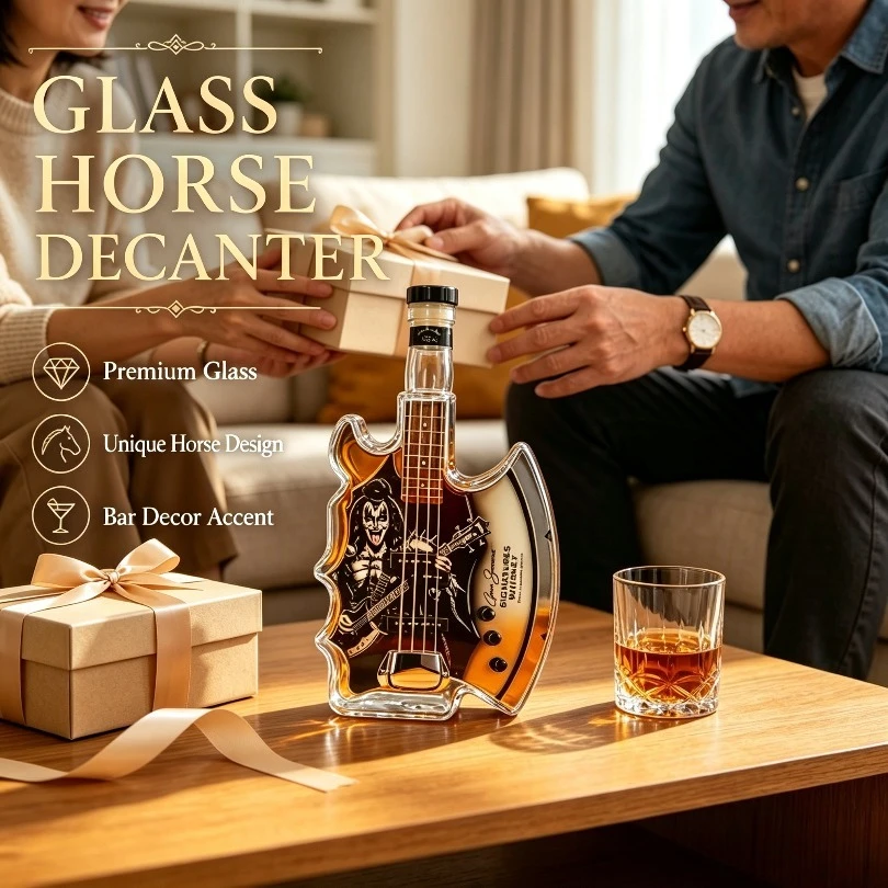 Novelty Axe Guitar Glass Whiskey Decanter Unique Spirits Bottle Home Bar Decor Gift For Whiskey Lovers Collectible Ornament