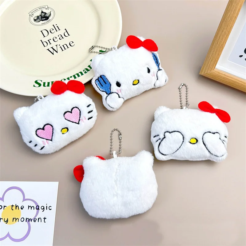 Hello Kitty Eoticon Plush Pendant Sanrio KT Cat Kawaii Soft Filled Doll Key Duckle Creative Toy Key Chain Bag Accessories Gift