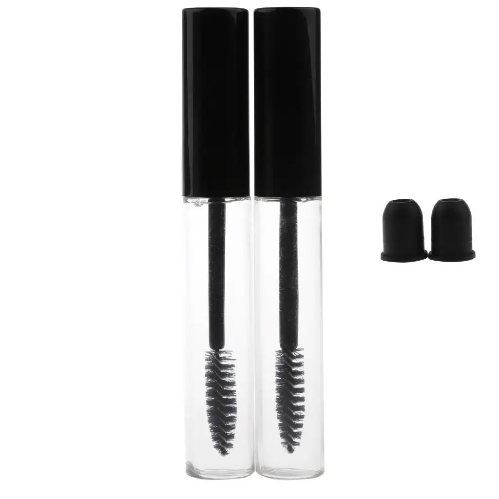 2pcs Travel Refillable Bottles, Empty Tubes with Rubber Inserts for Castor Oil, DIY Mascara Container with Cap