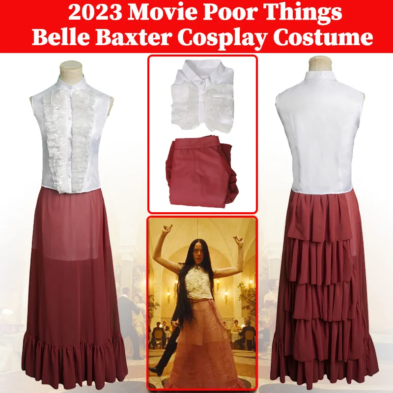 Belle Baxter Cosplay 2023 Movie Poor Things Costume Women Dress Fantasy Costume Female Disguise Roleplay Halloween Fantasia Suit