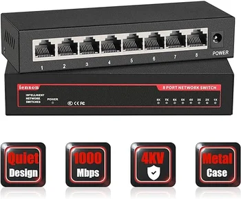 IENRON Gigabit Switch 5 8 Ports 1000 Mbit/s Netzwerk-Switch Ethernet Unmanaged Quiet Switch Netzwerk-Splitter für WLAN-Router