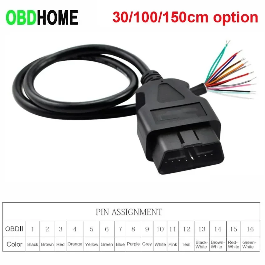 HighQuality OBD2 16 Pin Male to Open Connector ELM327 OBD2 Car Scanner Diagnostic Extension Cable Opening Line OBD 16pin Cord