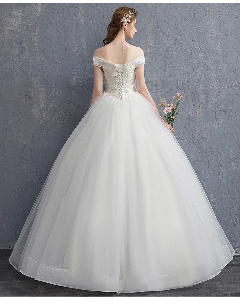 Pearl Flower Design Decorative Wedding Dress Elegant Sleeveless Wedding Gown Bridal Dresses With Cut-out Back