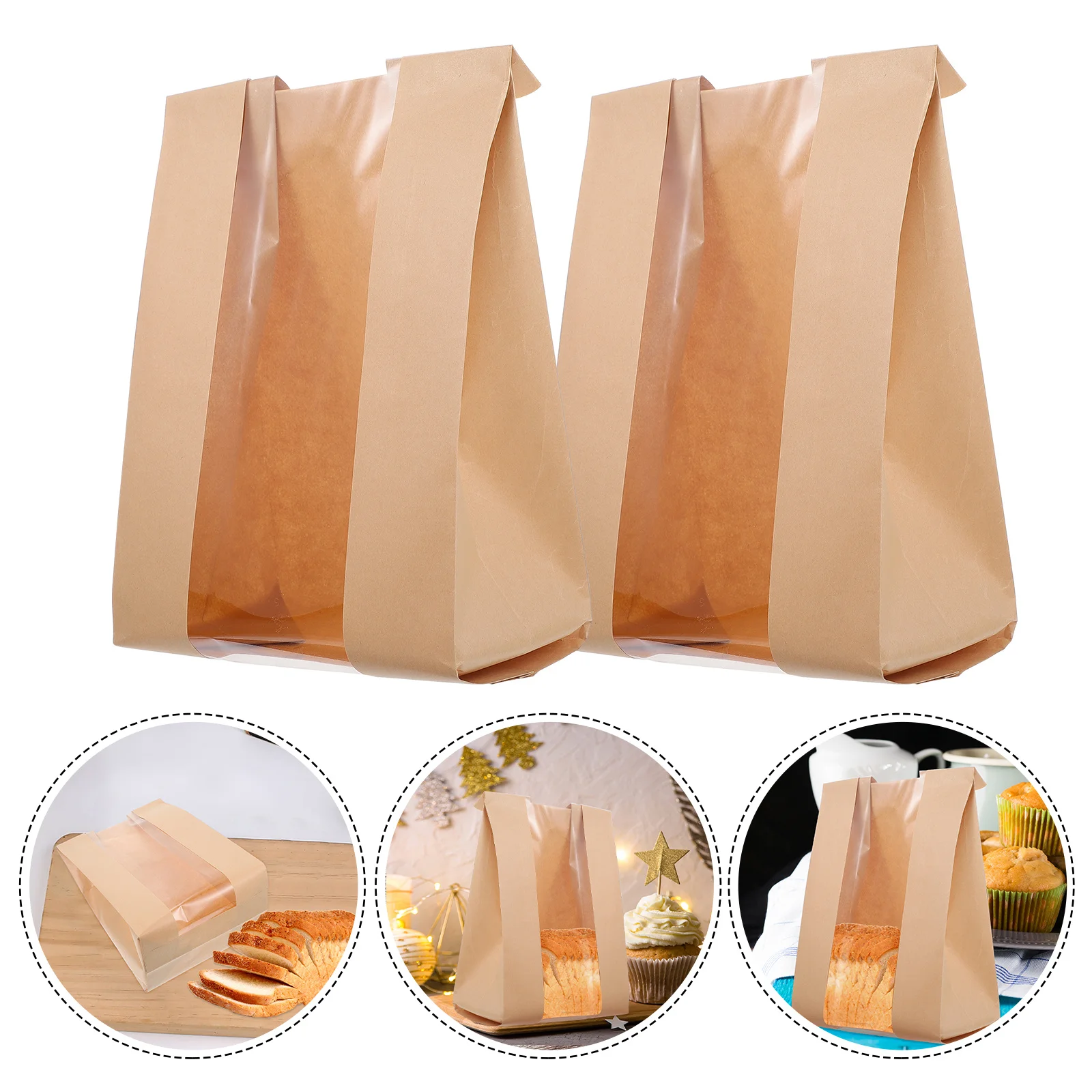 

50Pcs Kraft Paper Bread Bags Durable Packaging Pouches for Baked Foods and Small Gifts Kraft Paper Bread Bags Candy Bag