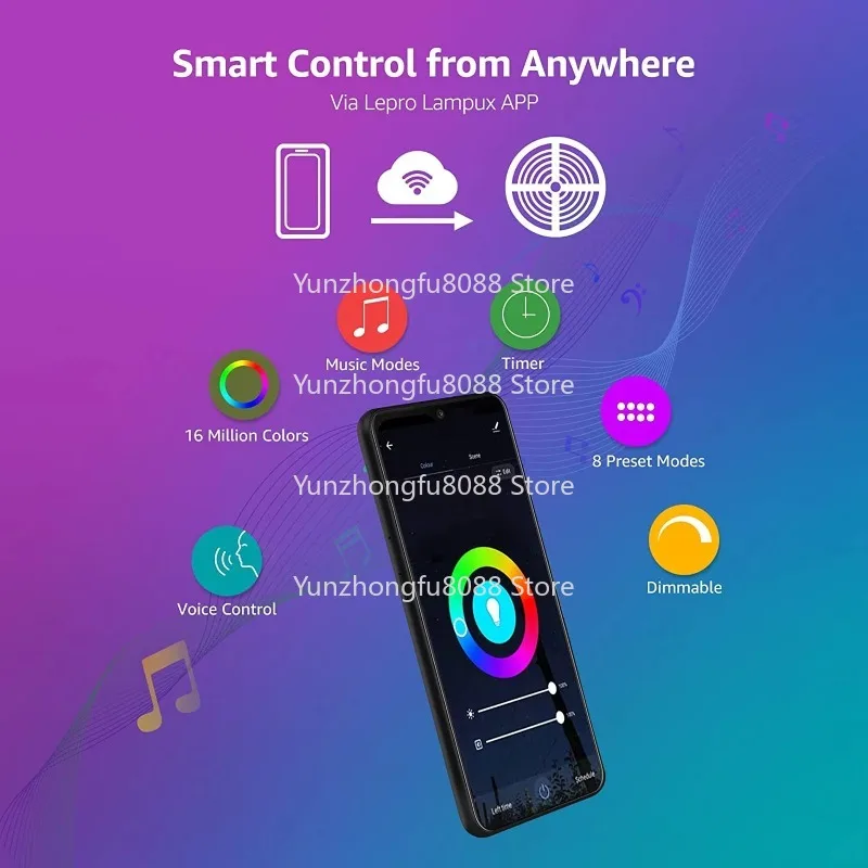 Swire Synchronous Music Wireless Smartphone App Control Waterproof Rgb Light Emitting Diode Strip for Home Compatibility