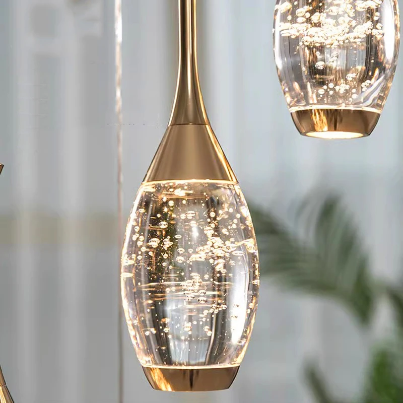 Imagem -06 - Modern Crystal Chandelier For Home Decoration Stair Pendant Lamp Living Room Pendant Lights Iluminação Interior