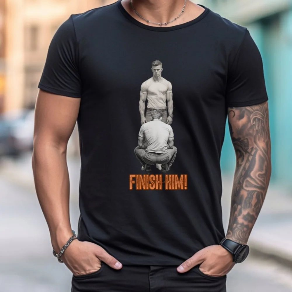 

Finish Him Shirt Gayming Tee Gay T-Shirt Funny Pride Gift Funny Gay Shirt Comfortable Personality Men Tops High Quality Cotton