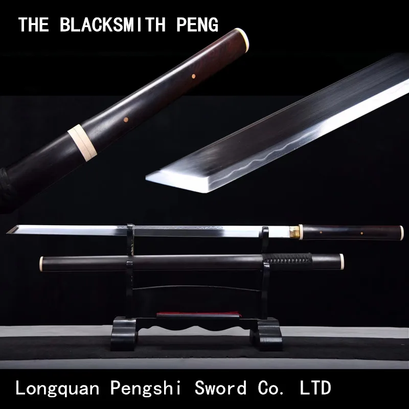 Boutique blackwood claviform T10 steel Clay Tempered Blade Iaito Tang knife/Retro Chinese Tang dynasty sword/Sword with sticks