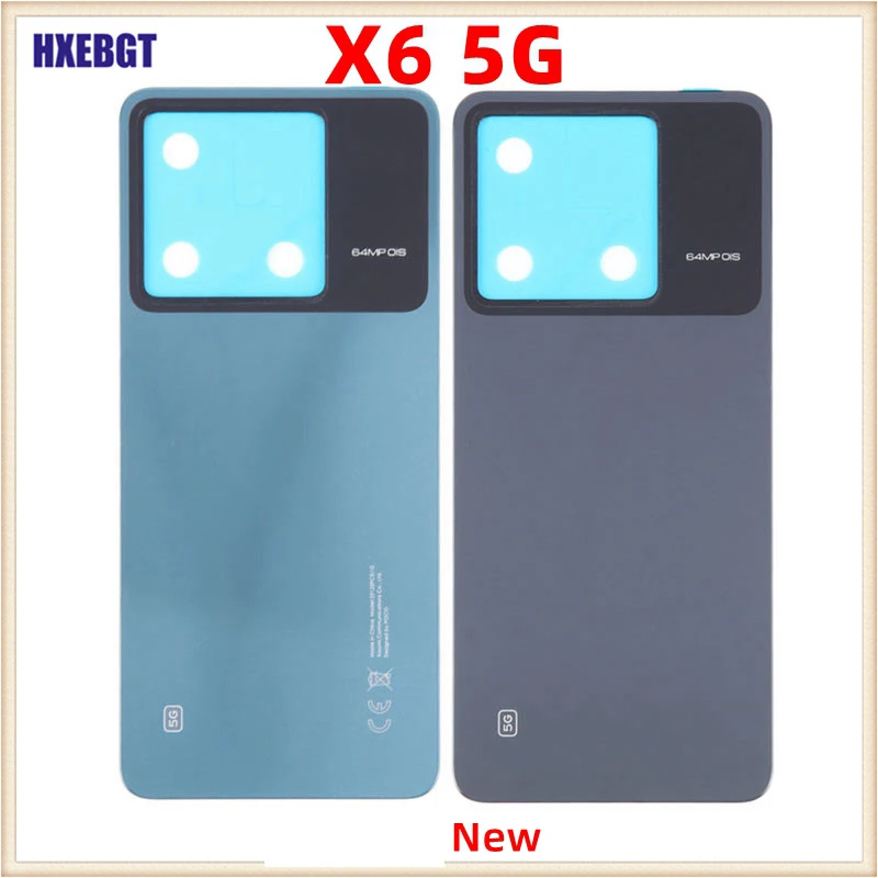 For Xiaomi Poco X6  5G Rear Battery Cover Housing Door  Back Lid Chassis + Adhesive Sticker Smartphone Repair Parts