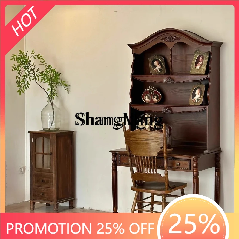 

SM wood makeup table integrated retro old carved living room dish cabinet storage display cabinet