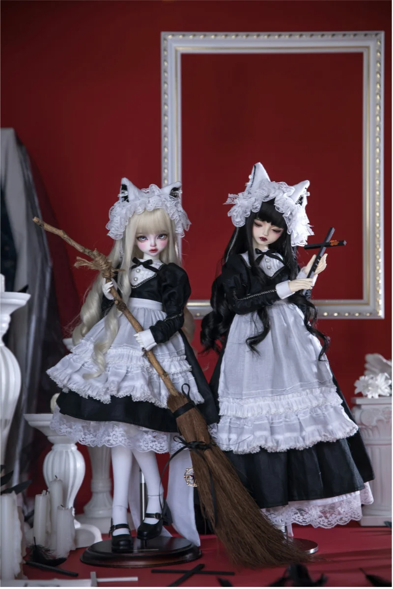 BJD doll clothes suitable for 1/4 size cute doll maid witch hat nun apron clothes set doll accessories (7 points)