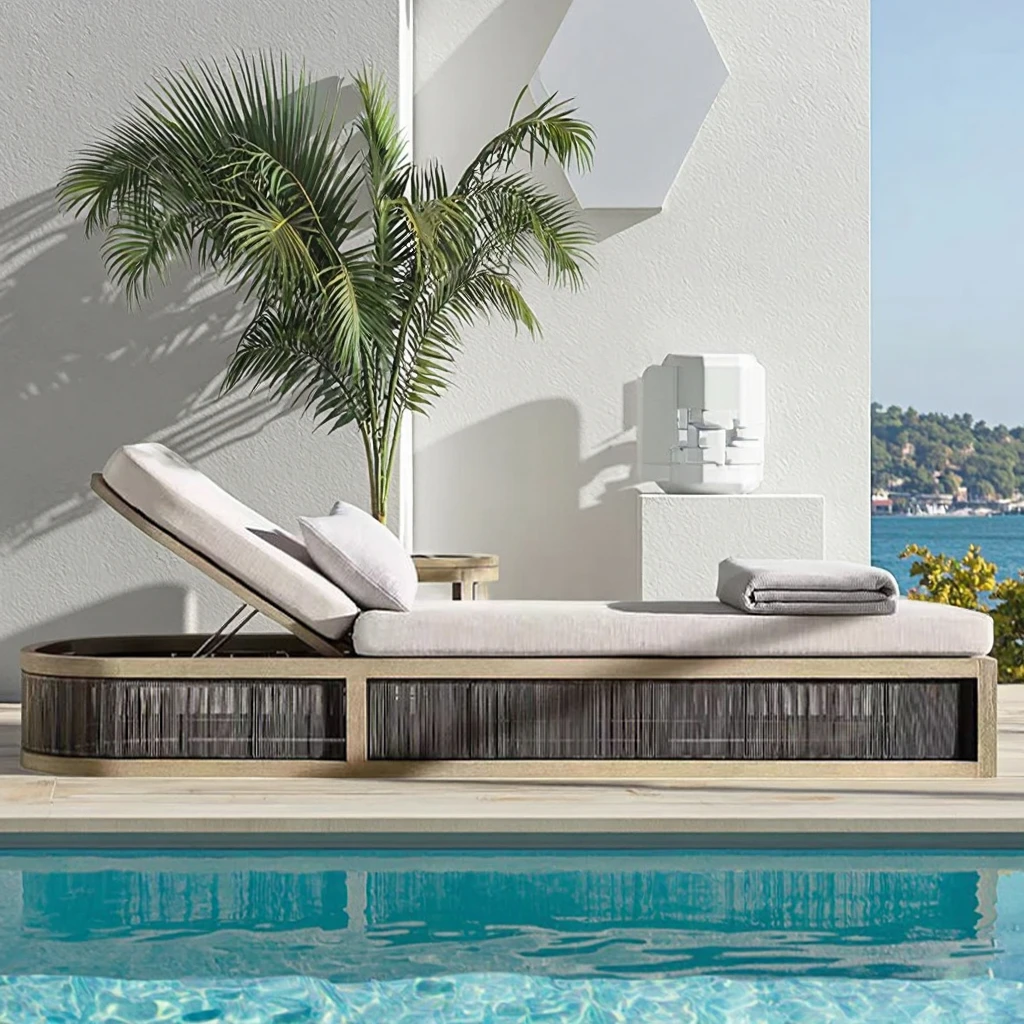 

Durable Outdoor Solid Teak Wood Chaise Lounge Beach Sun Bed Daybed For Resort Villa Yacht Boat Pool-Hotel Outdoor Furniture
