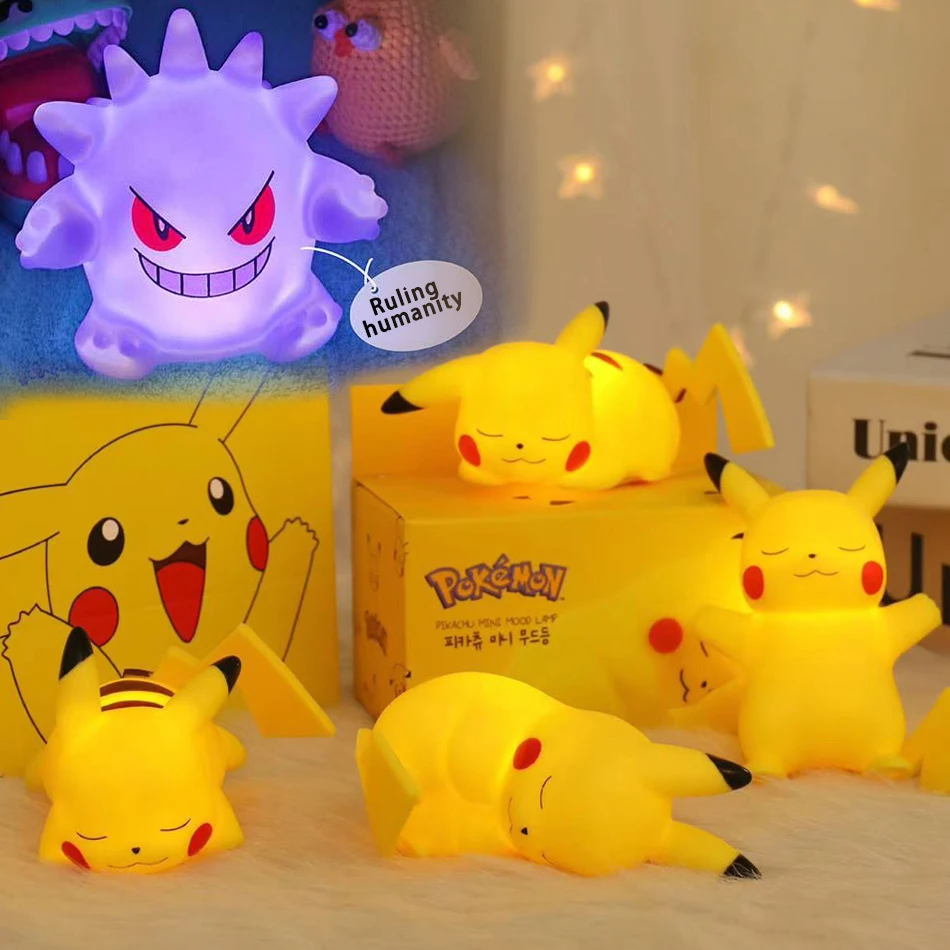 Pokemon Figures Night Light gengar Model Bedside Lamp Demon Doll Halloween Toy Gift Children Creative Collection Glowing Toys