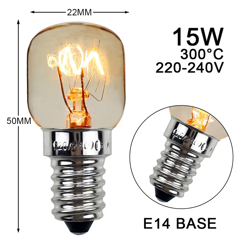 E14 LED Microwave Oven Bulbs 220V 300 Celsius Degree High Temperature Cooker Hood Lamp Salt Lights 15W 25W