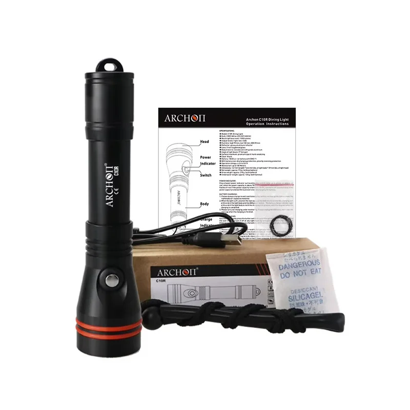 

Professional 1200LM USB-C Rechargeable Dive Light IP68 Waterproof 100m Depth Underwater Torch for Scuba Diving Night Snorkeling