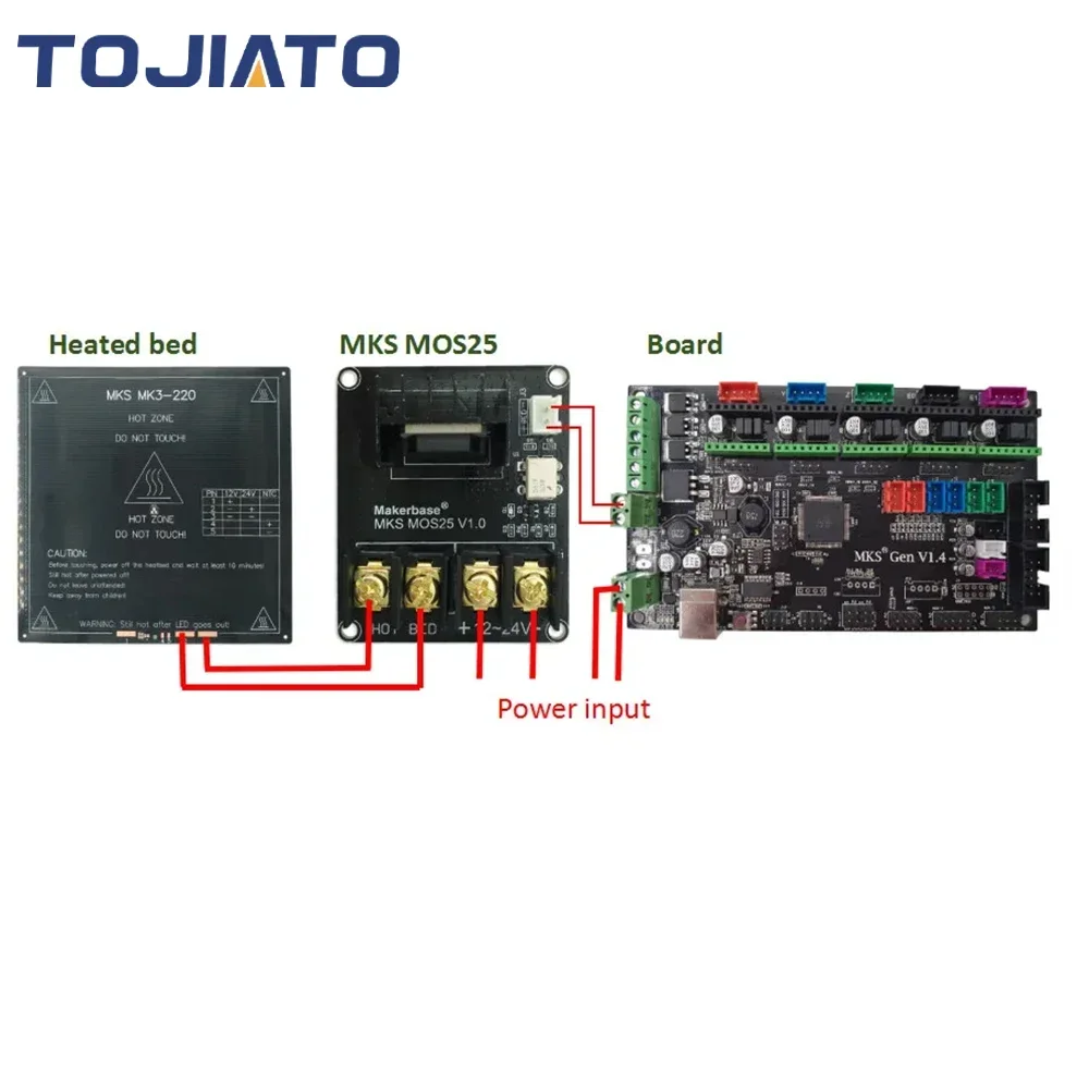 3D Printer Hotbed High-power Expansion Board Heating Controller MOS Tube High Current Load Module DC12-24V 25A for 3D Printer