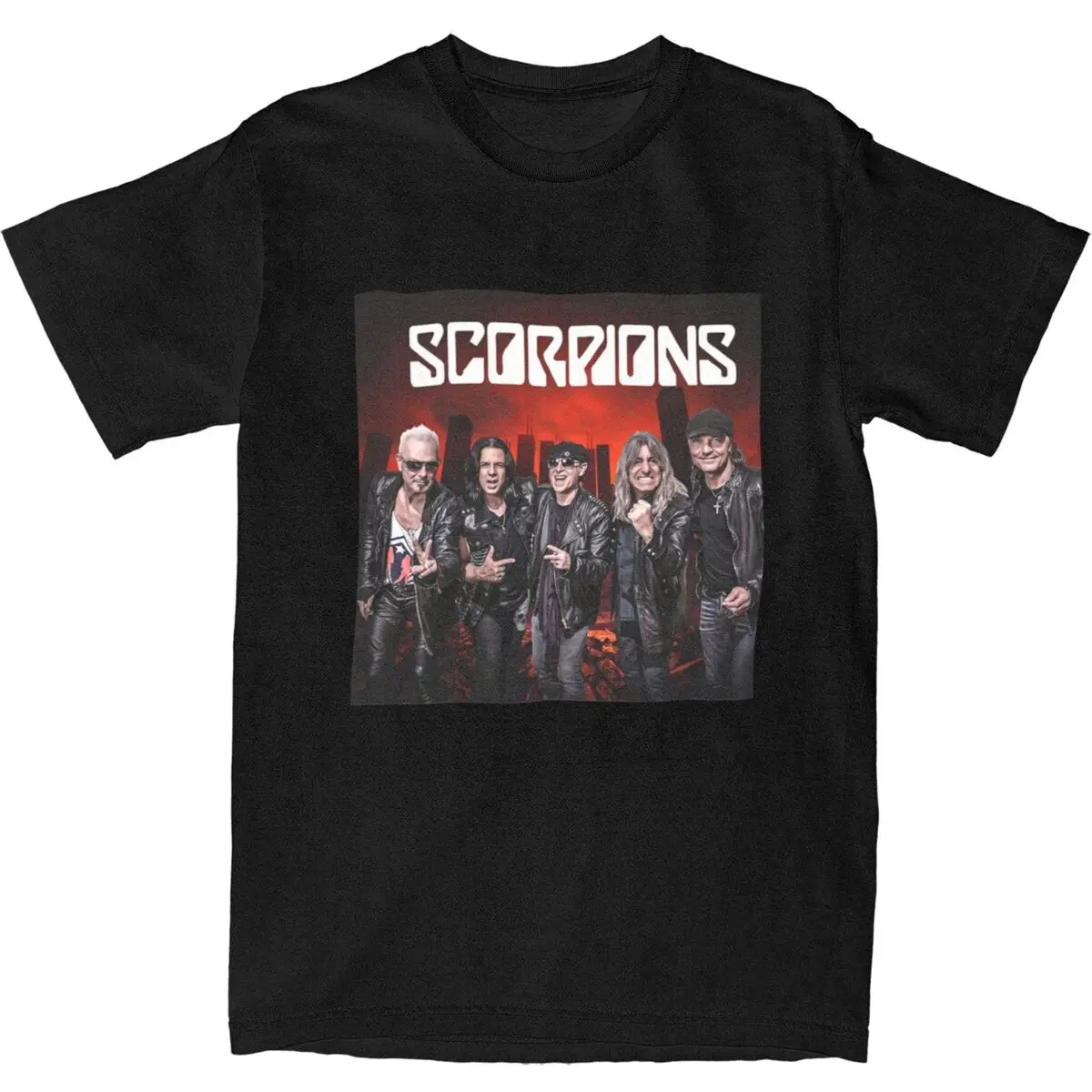 

Wind Of Change Scorpions Rock Band T-Shirt Summer Heavy Metal T Shirts Cotton Tee Shirt For Couple Short Sleeve Casual Tees