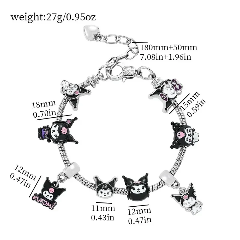 Sanrio Hello Kitty Pandora Bracelet Jewelry Cute Cartoon Anime Kuromi Fashion Ladies Bracelet Girlfriend Valentine Day Gifts