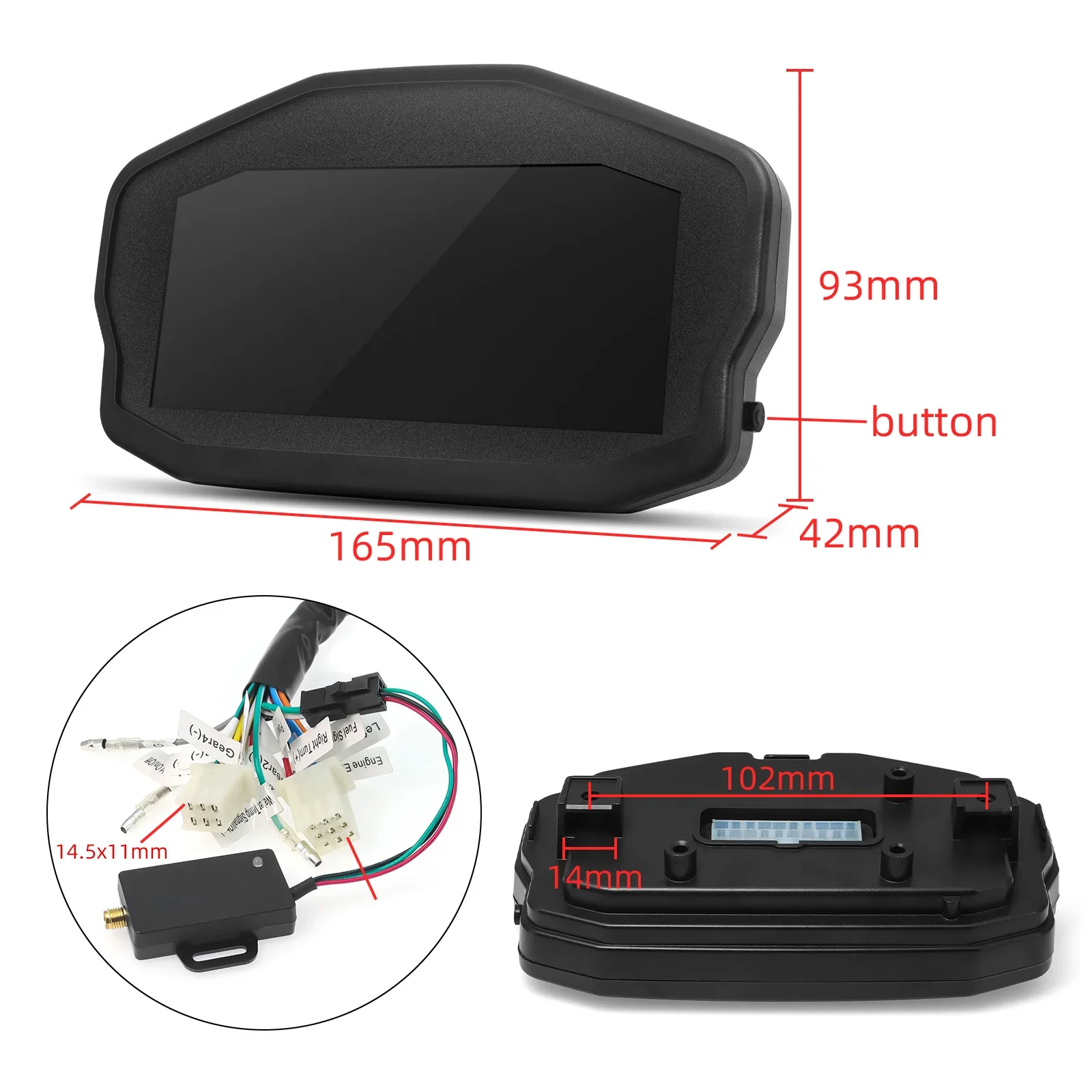 Motorcycle Digital GPS Speedometer Odometer Tachometer with GPS Adapter Fuel Level Water Temperature Gauge for 2/4 Cylinder