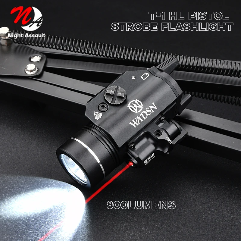 

WADSN 800 lumens T-1 HL Hanging Tactic Weapon light airsoft X300 X400 Rifle Pistol Strobe flashlight red green dot G 17 18 19