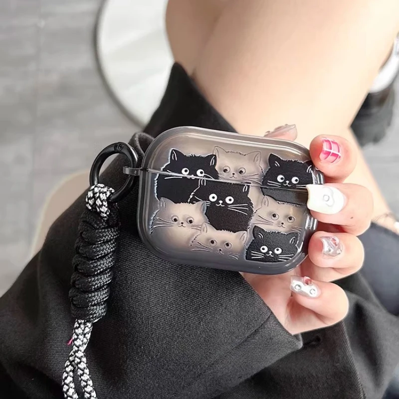 

Cute Cat Cartoon Airpod Cases Air Pro 3 for Airpods Pro 2 3rd Pods Gen Airpord Cover Cute Cartoon Simple Line Art Black Case