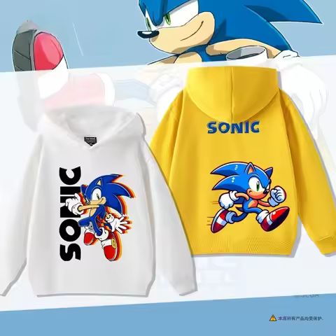Sonic the Hedgehog Printed Hoodie for Boys and Girls, Autumn/Winter Long-Sleeved Children's Clothing, Outdoor Casual Top