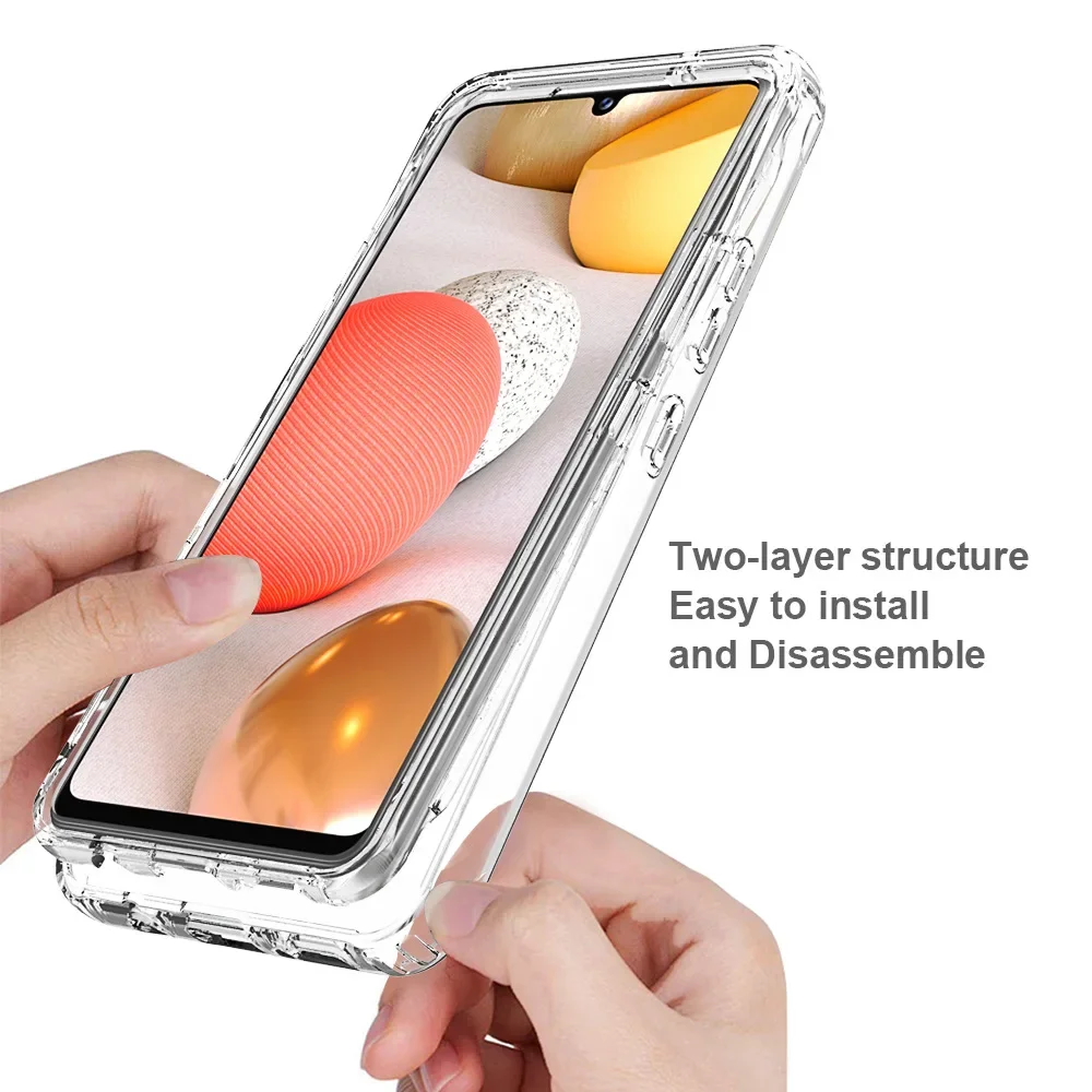 Candy Color Transparent Case for Samsung Galaxy A42 5G / A22 5G Shockproof Protection Funda Capa Hybrid Shell Dual Layer Cover