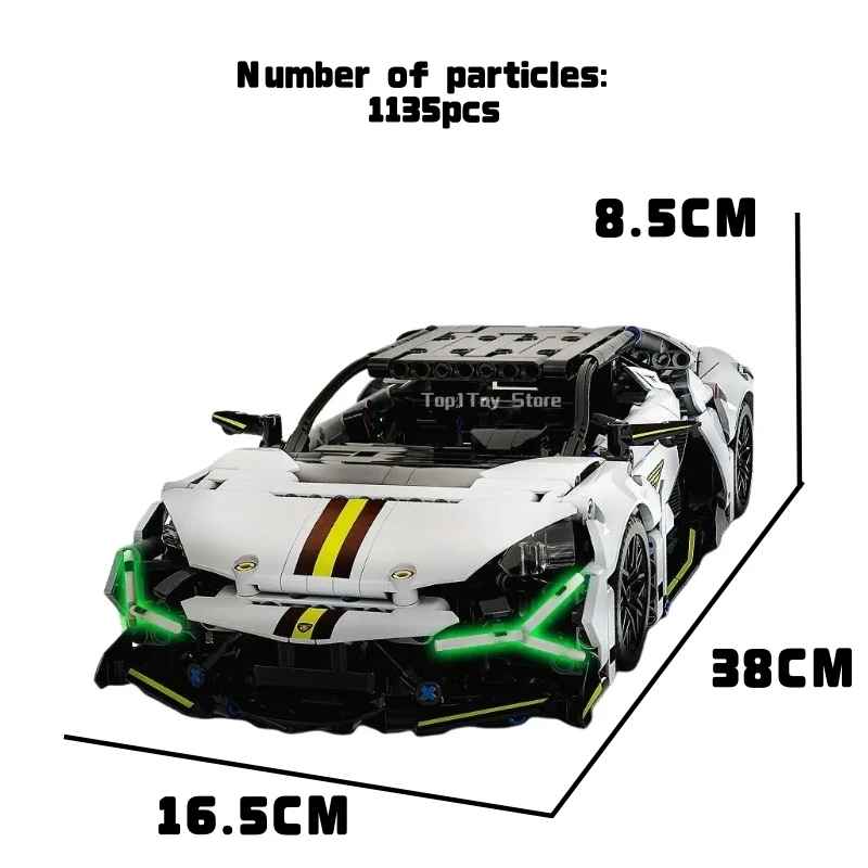 Na Stanie 1350 Elementów Technicznych Klocków Samochód MOC City Speed Car Luksusowy Samochód Wyścigowy Model Klocków Zabawki dla Dzieci Prezent