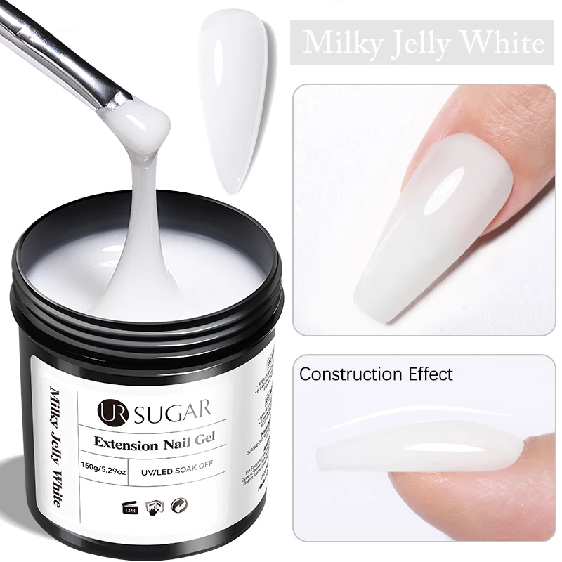 UR Sugar 150g Schnellverlängerungs-Nagelgel UV LED Aushärtbares Aufbaugel Acryl French Nail Art Semi-Permanent Abziehbarer Gel-Lack