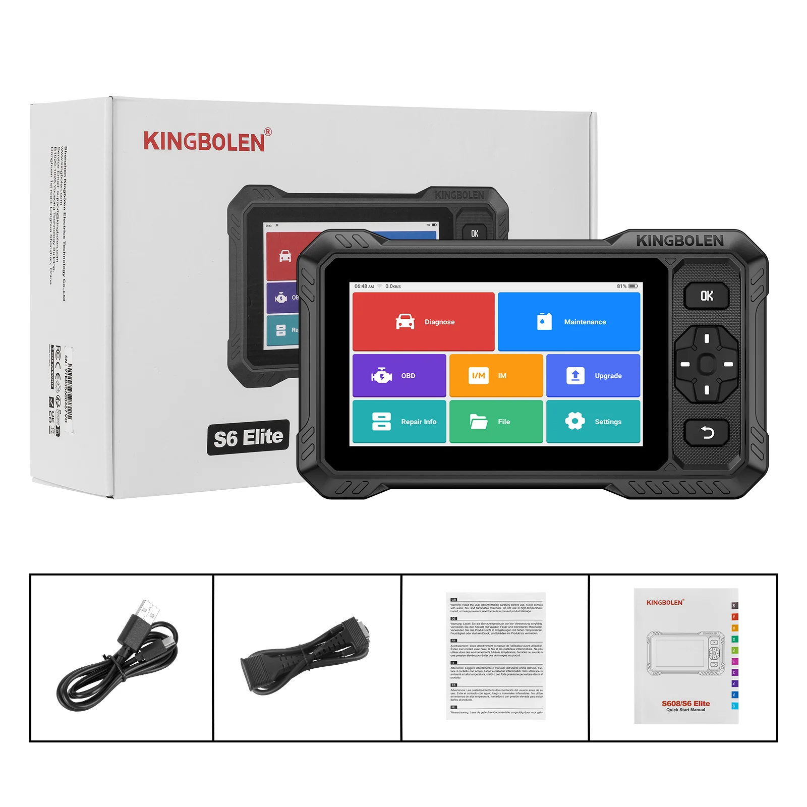 KINGBOLEN S6 ELITE CAN FD FCA Autoauth Alle systeem bidirectionele OBD2-scanner Levenslange gratis update TPMS AF 15-resetservice
