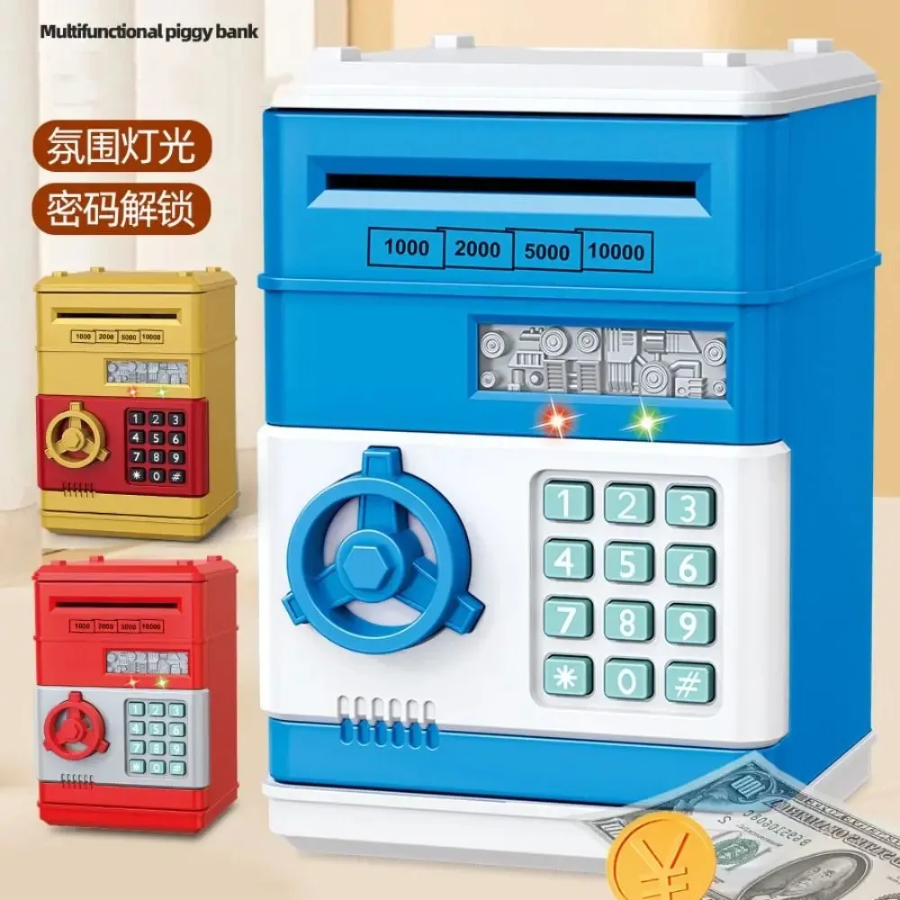 Electronic Piggy Bank Automatic Mini Safe Coins Cash Saving Money Box Password Counter Code Key Lock Coin Bank ATM Child Gift