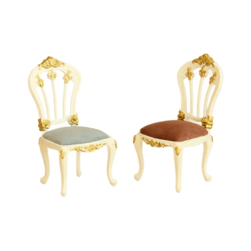 12 スケールミニチュアバロック人形椅子ヴィンテージロイヤルミニ椅子 BJD ドールハウスダイニング家具