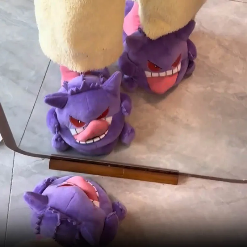 2026-新ポケモンゲンガーぬいぐるみスリッパかわいい舌出しデザインぬいぐるみ靴面白い暖かい室内スリッパコスプレおもちゃ子供-gfit