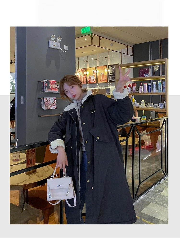 Down Cotton Parkas Jacket Women's Mid-length Over The Knee 2025 New Korean Loose Fashion Winter Padded Female Thickened