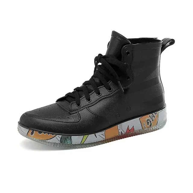 Kalosze Męskie Sznurowane Męskie Buty Przeciwdeszczowe Motocyklowe Buty Przeciwdeszczowe Kempingowe Spodenki Wędkarskie Grube Wodoodporne Buty Przeciwdeszczowe Kobiety 레인부츠