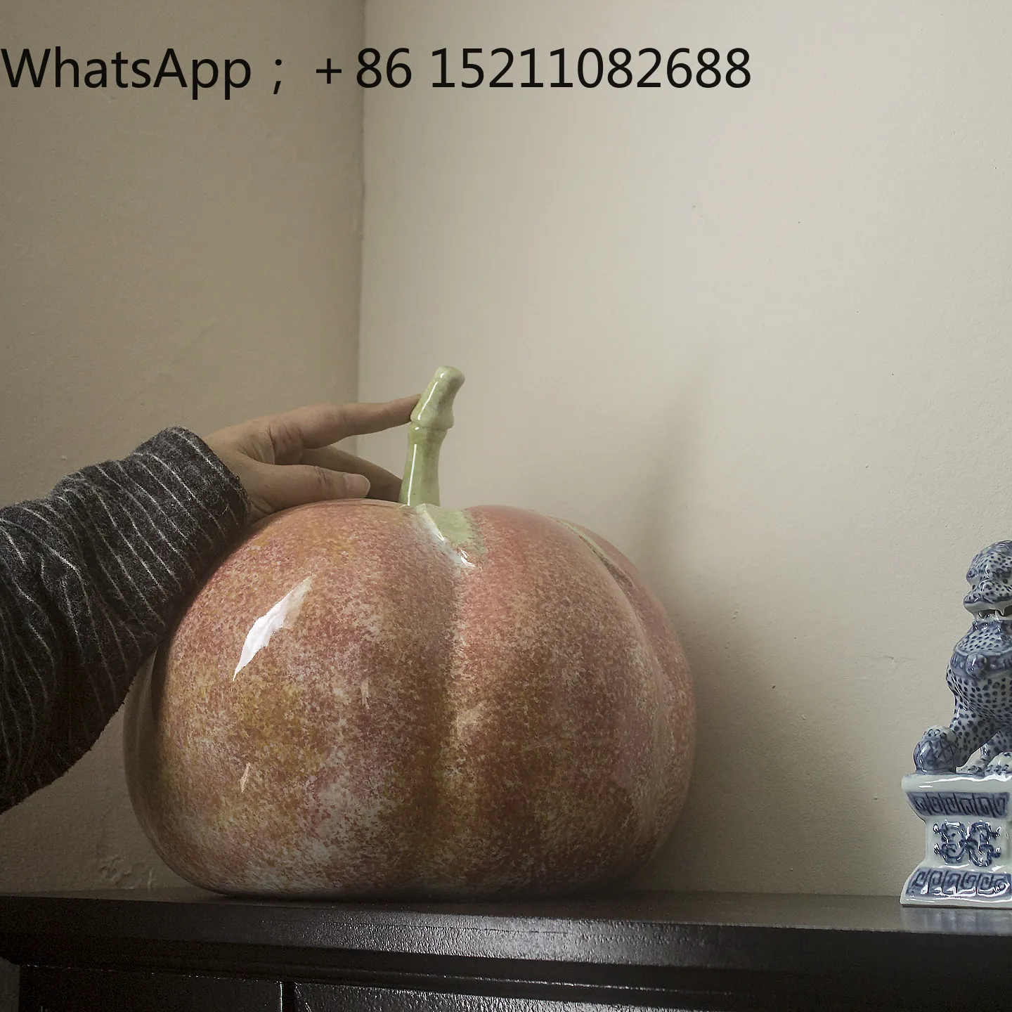 LLY New Chinese Home Furnishing Ceramic Pumpkin Fan'an Medieval Style Living Room Niche Auspicious Creative Ornament