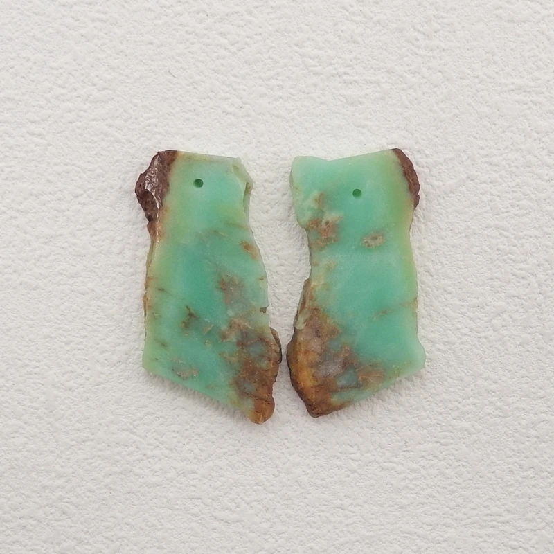 Cuentas de pendientes de crisoprasa de piedra Natural, joyería de moda, accesorios de pendientes de piedras preciosas DIY para mujer 35x19x4mm 9g