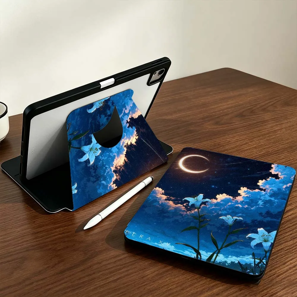 Starry Sky Girl Travel For Samsung Galaxy Tab S9 S10 S11 14.6 13.1 inch FE Ultra 360° Rotation Stylus Storage Tablet Case