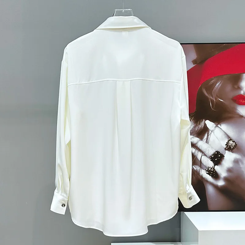 PFHQ المتخصصة مسمار حبة التعادل تصميم الكتف وسادة قميص رجالي صورة ظلية فضفاضة بسيطة رداء علوي غير رسمي بدوره إلى أسفل طوق موضة 21E3683